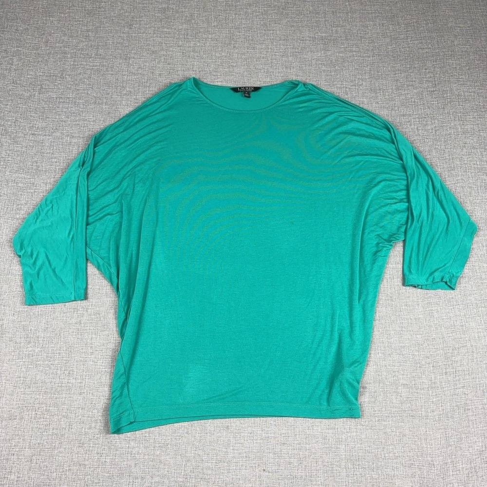 Lauren Ralph Lauren Tunic T-Shirt Womens M Green Dolman Sleeve Jersey Stretch